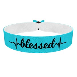 Blessed blau Stoffarmband - Wasserfestes Satinarmband - Glaubensarmband für Männer & Frauen - Spirituelles Geschenk - Segensarmband mit Bedeutung - Religiöse Accessoires - Freundschaftsarmband
