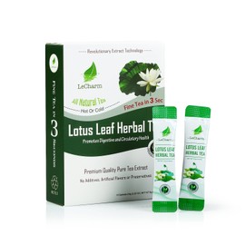Organic Lotus Leaf Instant Tea on the Go LeCharm 100% Natural Tea Extract, Unsweetened Drink Instant Crystallized Tea Powder for Pure Water, Iced Tea and Hot Tea(10 Sachets)