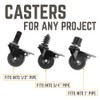 PIPE DECOR Swivel Caster Wheels for 1” Pipe (4-Pack), Casters