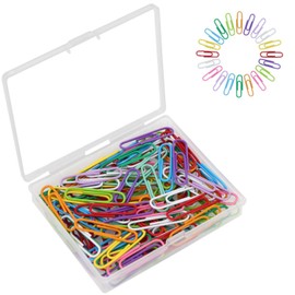 AOKIVIGOA 100pcs Paper Clips with Plastic Box of Paper Clips for Office Stationery 33mm Multicoloured II