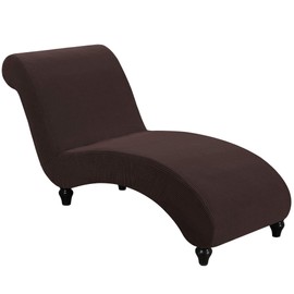 FantasDecor Chaise Lounge Cover Stretch Armless Chair Slipcover for Living Room Indoor Bedroom Soft Jacquard Fabric Machine Washable, Brown