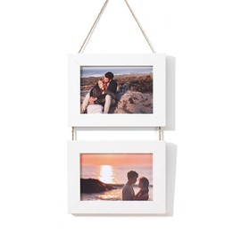 Gmllary 4x6 Double Picture Frames Hanging Photo Frames Vertical Stand Frames(WHITE)
