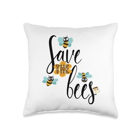 Bee Lover & Animal Saving Quotes for Earth Day Save Earth Lover Planet Beekeeping Bee Throw Pillow, 16x16, Multicolor