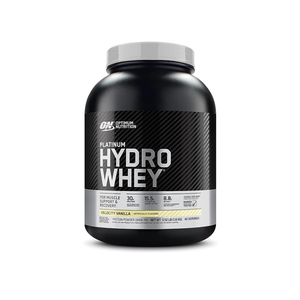 Optimum Nutrition Platinum Hydrowhey Protein Powder, 100% Hydrolyzed Whey Isolate Powder, Flavor: Velocity Vanilla, 3.5 Pounds (Packaging May Vary)