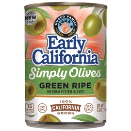 Early California Simply Olives Green Ripe Pitted Olives, Pack of 12, 6 oz Cans