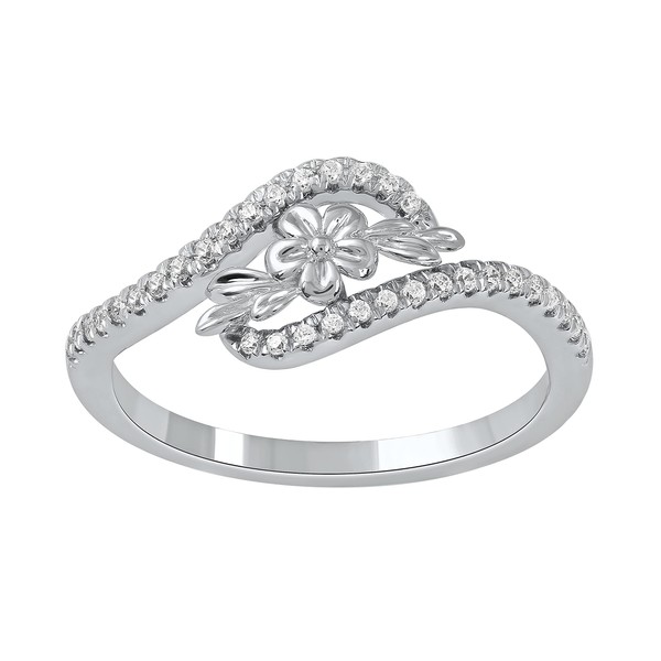 DZON 1/6Ct TDW Diamond Accent Floral Bypass Fashion Ring for