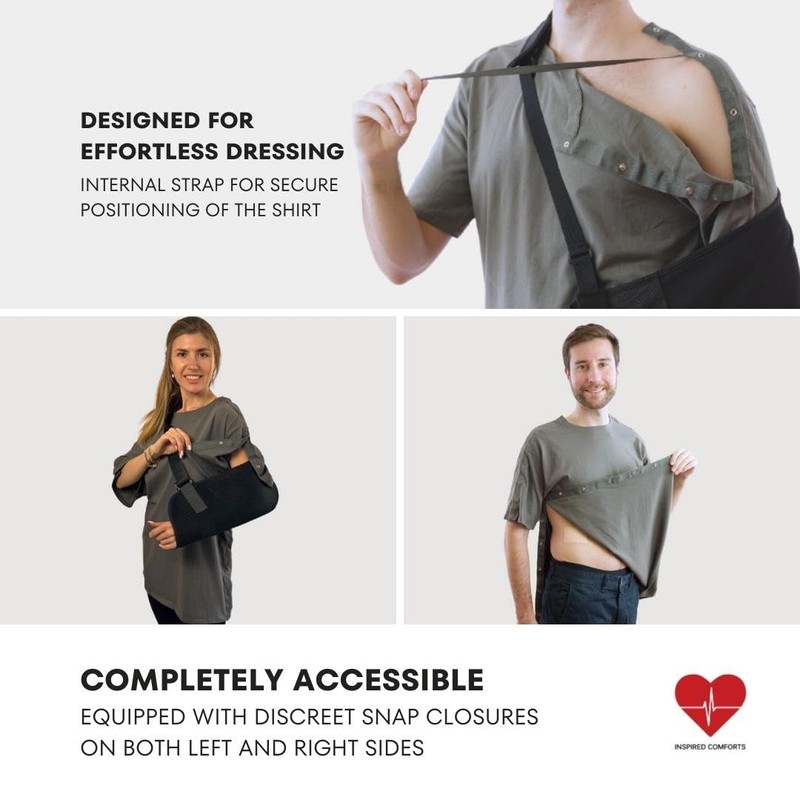 Post Surgery w/L&R Snaps (Grey,L)