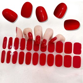 SanFangyue Nagelfolien | 22 pcs Rot Nagelfolie Selbstklebend | UV Gel Nagelfolie | Gel Nail Stickers, Gellack Wraps für Nagel