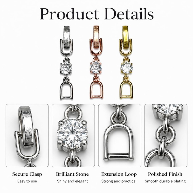 Bracelet Extender Clasp, 2 PCS Jewelry Extension Set for Bracelet,