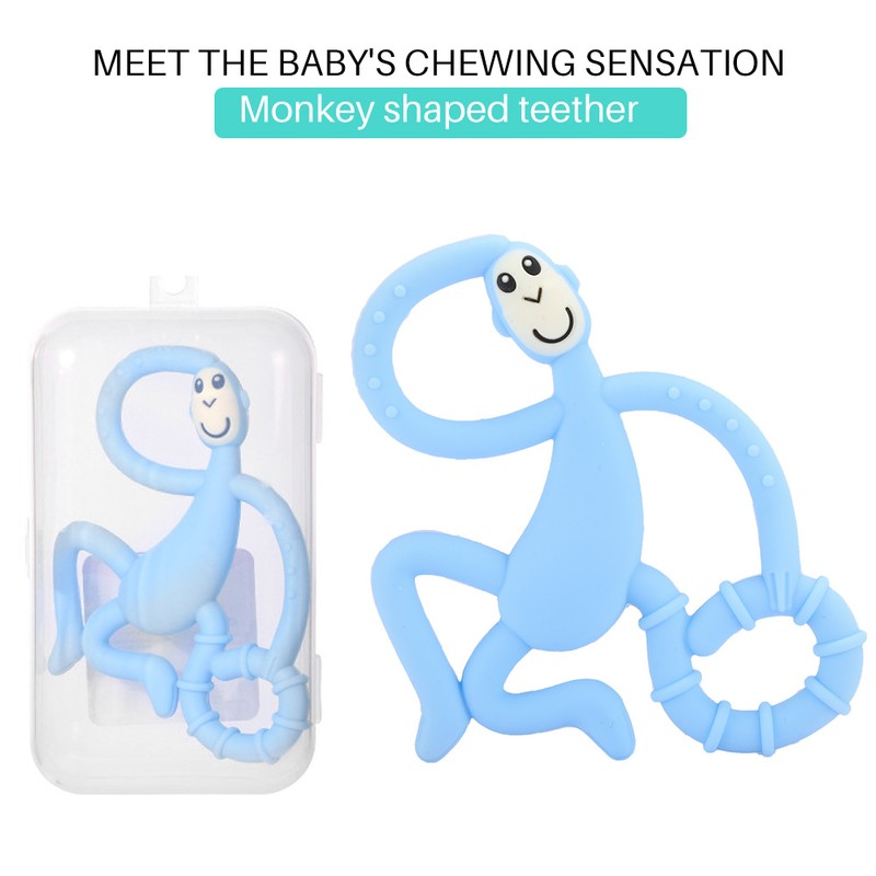 4pcs Cute Monkey Shaped Cartoon Silicone Soft Elastic Baby Teether