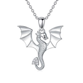LWXIE Diamond Dragon Necklaces for Women 925 Sterling Silver Dragon Pendant Lab Grown Diamonds Nekclace Jewelry Gifts for Her