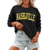 ANRABESS Womens Oversized Sweatshirts Nashville Crew Neck Long Sleeve Graphic