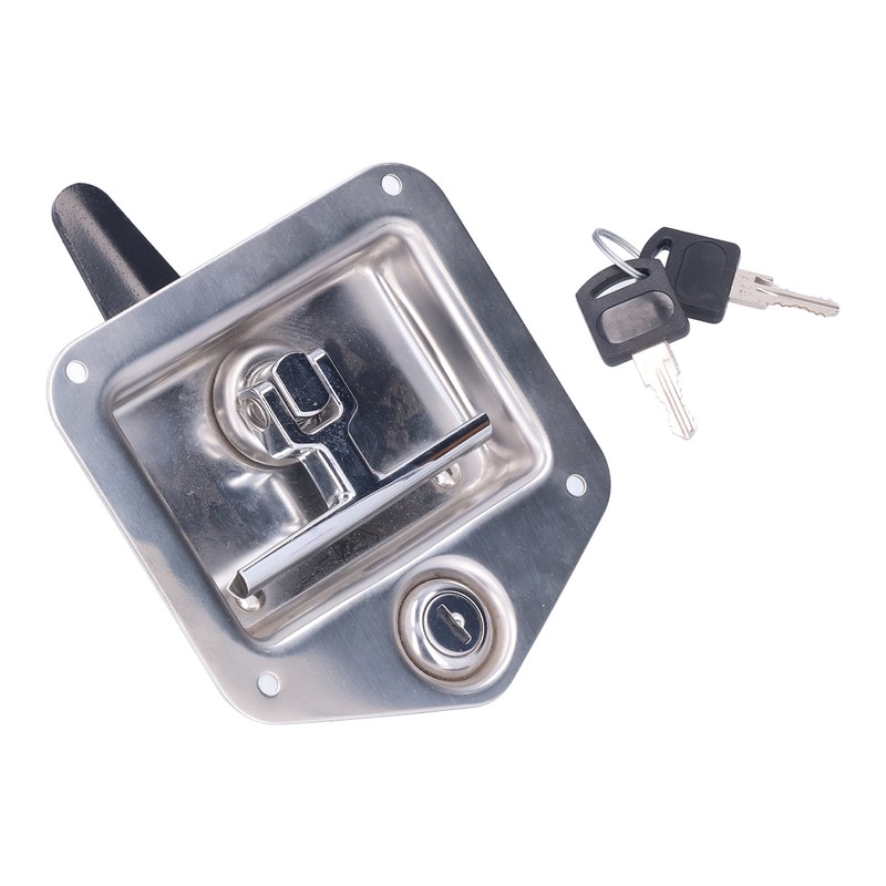 Trailer Door Latch T Handle with 2‑Key Stainless Steel Chrome