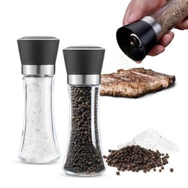 Molinillo Manual 2 en 1 de Sal y Pimienta, Ajustable de Plástico y Acero Inoxidable, Rellenable para Sal, Pimienta u Especias