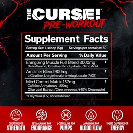 JNX SPORTS The Curse! Pre Workout Powder for Men & Women, Caffeine, Beta-Alanine, Creatine, L-Citrulline, 50 Servings, Strawberry Kiwi Flavor – Boost 