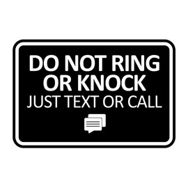 Signs ByLITA Classic Framed Do Not Ring Bell or Knock Please Text or Call Entrance Sign (Black) - Large