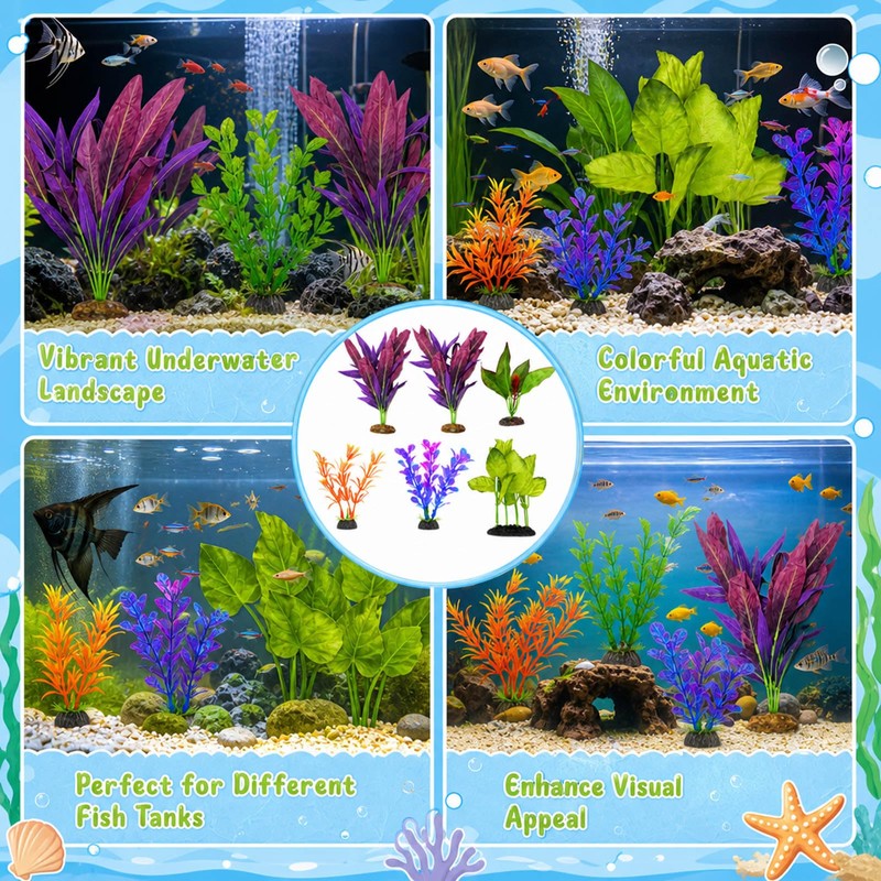 6PCS Silk Plants for Betta Fish Tank,Silk Plants for Fish