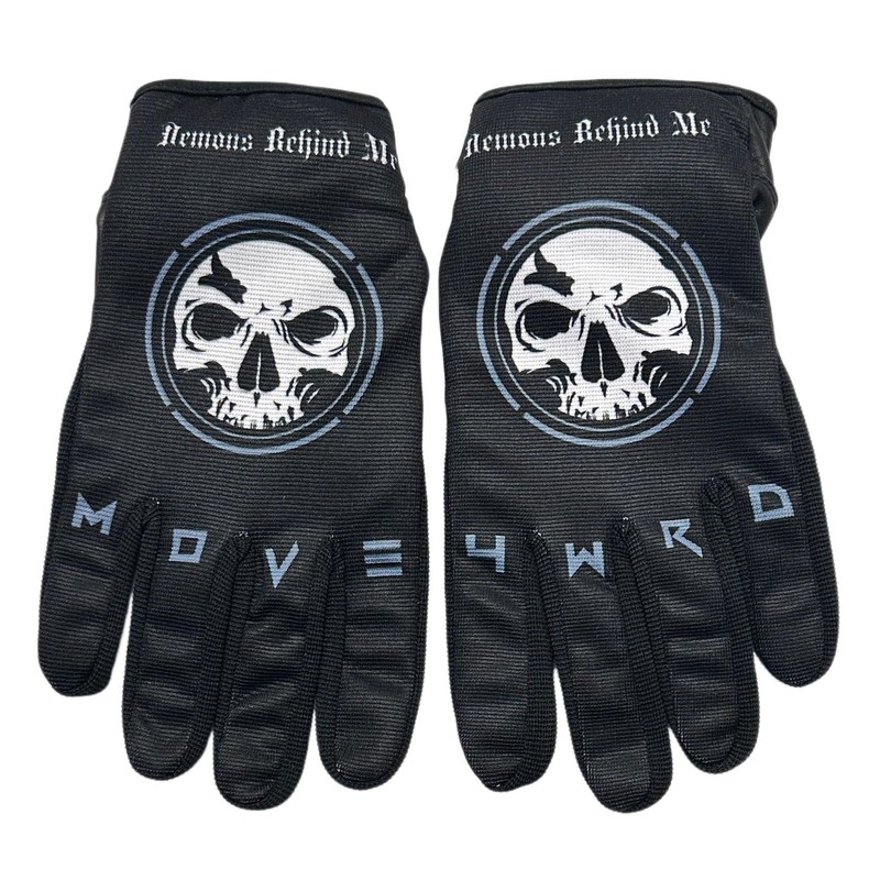 Demons Behind Me Black Gloves - White Logo Medium