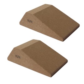 VLFit CORK Squat Wedge Blocks Set of 2 Non-Slip Slant Board Calf Stretcher, Ankle Knee Leg Stretchers, Ramp for Heel Elevated Squat, ATG Split Squat, deadlift, Lunge, Yoga, Pilates, Push up etc.