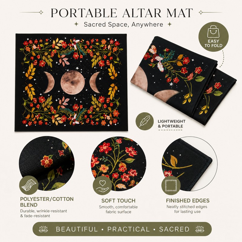 Moonflower Tarot Card Table Cloth for Readings – Decorative Altar
