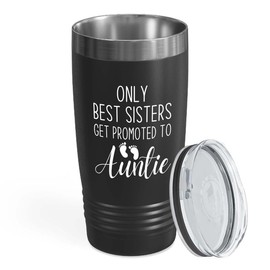 Flairy Land Baby Shower Black Edition Ringneck Tumbler 20oz - Only The Bezt Sisters - Pregnancy Announcement New Baby Boy Girl Congratulations Promoted Auntie Sisters