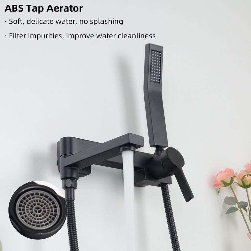PHASAT Wall Mount Tub Faucet with Hand Shower, 6 Inch