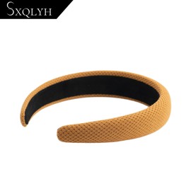 SXQLYH Headband Padded Wide, Women's Headband Padded Fabric, Beautiful Headbands, Soft Fabric Hair Hoops, Padded Hair Band, Comfortable Headbands for Women and Girls (Yellow, A)