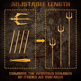 Udekit Metal Trident Spear 78 Inches Adjustable Length Cosplay Costume 3-Pronged Poseidon Weapon for Adult Women Men Halloween