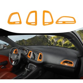 Voodonala for Challenger Center Console Air Condition Outlet Vent Trim Accessories for Dodge Challenger 2015 up (Orange, 4ps)