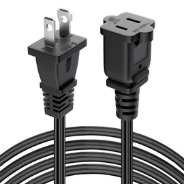 3Ft Extension Cord Cables US 2 Prong Extension Cords 2 Outlet 125v 10A Male to Female Extension Power Cable for Nema 1-15P to 1-15R Cable Polarity Black