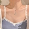 88flix Korean Heart Chain Women's Necklace, Titanium, No Gemstone