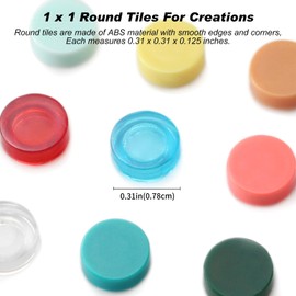 Pack of 2200 Round Tiles, 1 x 1 Building Block, Multicoloured Round Tiles for Pixel Art, Smooth Bricks for Flat Surface, Compatible with 98138