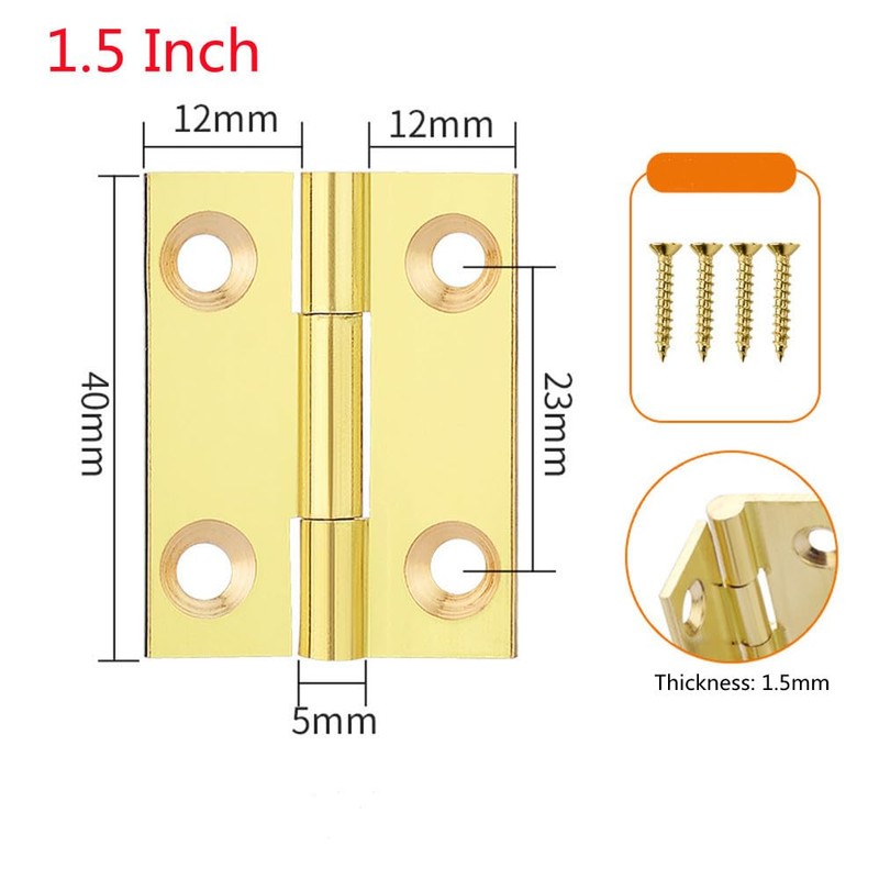4 Pcs,Solid Brass Butt Hinge,Small Brass Hinges Door Hinges,Folding Butt