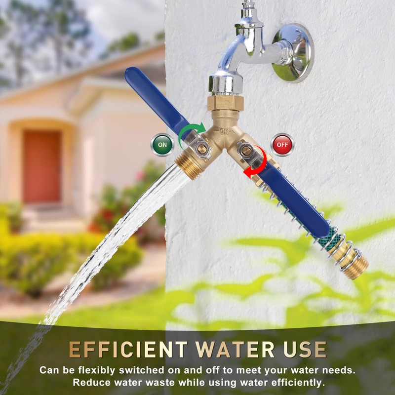 Dalmbox Garden Hose Splitter 2 Way With Long Handle, Garden