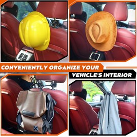Feekoon 2 Pcs Hard Hat Hanger, Hard Hat Holder for Truck SUV Car Seat to Keep Cap Shape, Car Seat Back Organizers for Caps Clothes Cowboy