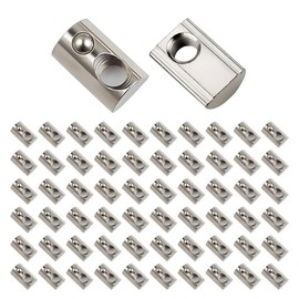 10 Pcs Silver 1/4-20 Steel Roll in T-nut with Ball Spring, Suitable for 1010 Series or 1.0 Inch Base Aluminum Extrusion Profile Rail Fasteners，Nuts