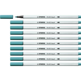 Premium Fibre-Tip Pen - STABILO Pen 68 brush - Box of 10 - Turquoise Blue