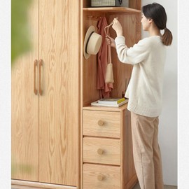 NAKUPENDA 4Pcs Wooden Drawer Handles Cupboard Cabinet Pulls Beech Wood Handles Pulls for Furniture Dresser Wardrobes Closet (Flat,128mm Hole Distance)