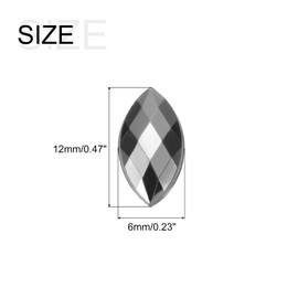 MECCANIXITY 100PCS Acrylic Horse Eye Gems 6x12mm Flat Back Artificial Rhinestones for DIY Crafts Bead Wedding Party Face Painting Jewelry Making (Silver)