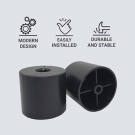 Pack of 8 Black Furniture Legs, Height 45 mm, Round Diameter 50 mm, Furniture Feet, Material Plastic, Screws Included (8, Height 45 mm)