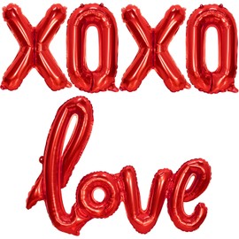XOXO and LOVE Balloons | Red Valentines Day Decorations Balloons | Mylar Foil Letter Balloons for Anniversary, Bachelorette, Wedding, Bridal Showers Party