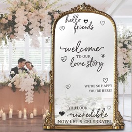 YIMEHDAN Welcome to Our Love Story Wedding Decals, Selfie Mirrors Decals for Wedding Party, DIY Party Supplies Quote Stickers for Mirrors Wall Entry Decor