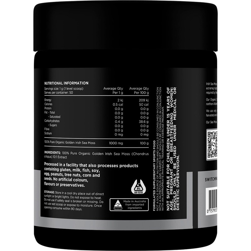 SWITCH NUTRITION Sea Moss 100% Pure Golden Irish Sea Moss