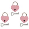 Piutouyar 3 Pcs Heart Shaped Locks - Pink Metal Heart