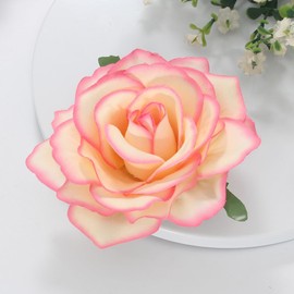 Mecool 3.94" Rose Hair Clips for Weddings Corsage Hair Pins for Women | Flower Girl Hair Accessories for Women | Flower Hair Clips - Beige and Pink