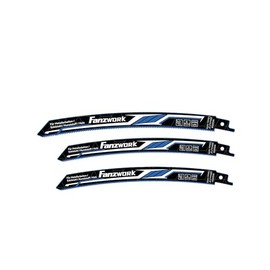 Fanzwork Bi-Metal Reciprocating Saw Blades Set of 3 - 200 mm Length, 1.8 mm Thickness, 14TPI - Long Life for Metal, Stainless Steel, Plastic & Wood - Universal Compatibility