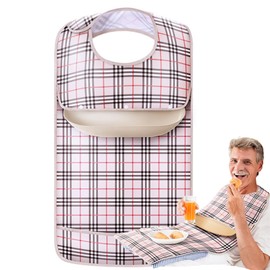 Eiflayn Bib for Adults, Waterproof Bib for Adults, Waterproof Bib Adult with Removable Crumb Catcher, Adult Bib for Elderly and Bedridden Patients, brown