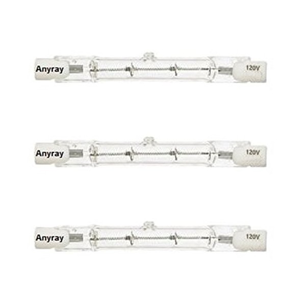 Anyray A1826Y (3)-Pack 100W Halogen Light Bulb 110V 120v 130V T3 J Type R7S 100 Watt Double Ended 78mm or 3-1/8 inch Long