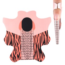 Nail Form Sticky Reusable Nail Forms 100 pcs, Sturdy Nail Extension Forms for Poly Gel Builder Gel, Self-adhesive Paper Nail Forms for Acrylic Nails Nail Model Stencils, Pink