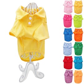 Cute Puppy Cat Dog Polo Shirt T-Shirt Solid Clothes Apparel for Small Pet (XXS: Length - 8", Yellow Light)